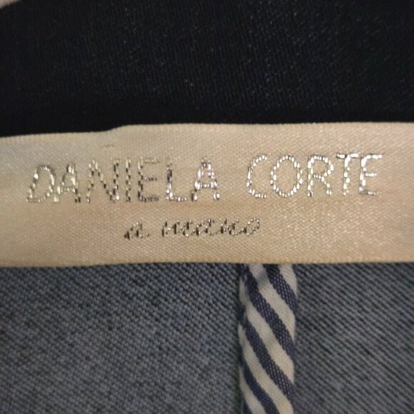 Daniela Corte Rocket Zip Jacket Dark Wash Denim Navy Logo Designer Size 44/L - Picture 10 of 13